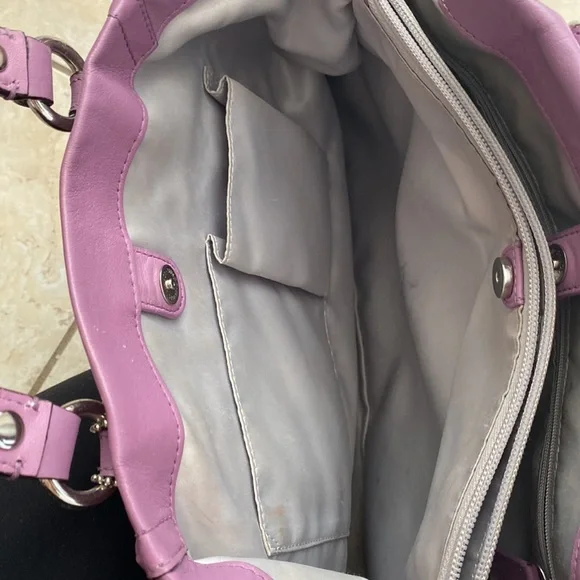 Coach Purple Leather Satchel with Removable Shoulder Strap - Picture 3 of 7